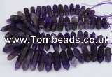 CNG3219 15.5 inches 10*25mm - 12*50mm faceted nuggets matte amethyst beads