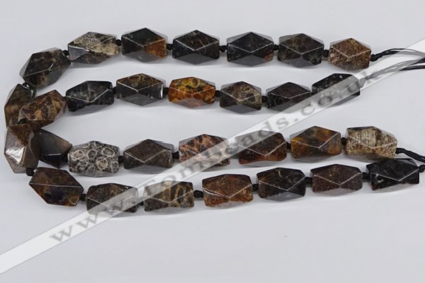 CNG3523 15.5 inches 15*25mm faceted nuggets fossil coral beads
