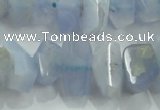 CNG368 15.5 inches 10*20mm faceted nuggets blue chalcedony beads
