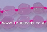 CNG5784 10*12mm - 10*14mm faceted freeform rose quartz beads