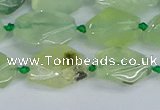 CNG7133 15.5 inches 6*10mm - 10*14mm faceted nuggets prehnite beads