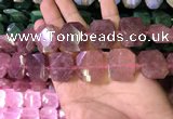 CNG7564 18*25mm - 20*28mm faceted freeform strawberry quartz beads