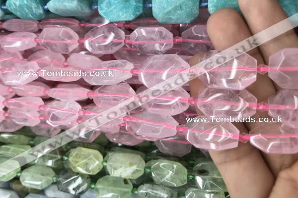 CNG7801 13*18mm - 18*25mm faceted freeform rose quartz beads