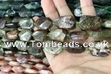 CNG7892 13*18mm - 18*25mm faceted freeform green garnet beads