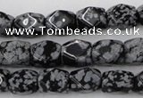 CNG820 15.5 inches 9*12mm faceted nuggets snowflake obsidian beads
