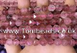 CNG8696 15.5 inches 8mm faceted nuggets strawberry quartz beads