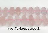 CNG8910 10*25mm - 15*30mm faceted nuggets rose quartz beads