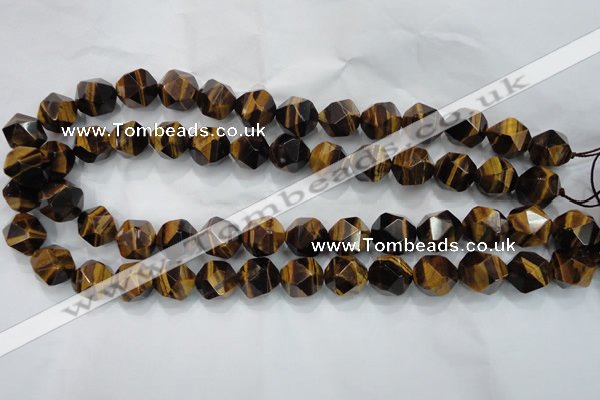 CNG939 15 inches 14mm faceted nuggets yellow tiger eye beads
