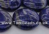 CNL1111 15.5 inches 25mm flat round lapis lazuli gemstone beads