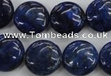 CNL926 15.5 inches 16mm flat round natural lapis lazuli gemstone beads