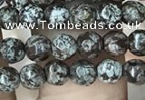 COB690 15.5 inches 4mm faceted round Chinese snowflake obsidian beads