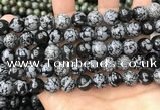 COB762 15.5 inches 12mm round snowflake obsidian beads wholesale