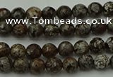 COB810 15.5 inches 4mm faceted round red snowflake obsidian beads