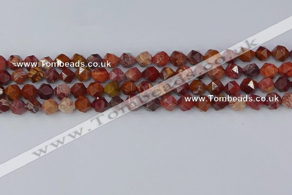 COJ1001 15.5 inches 6mm faceted nuggets red porcelain jasper beads