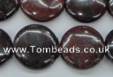 COJ35 15.5 inches 22mm flat round blood jasper gemstone beads