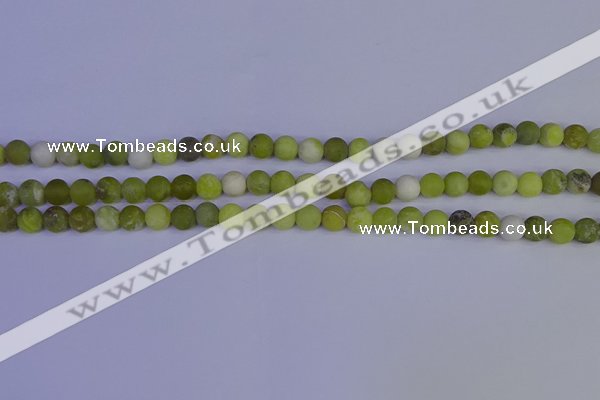 COJ401 15.5 inches 6mm round matte olive jade beads wholesale