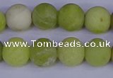 COJ404 15.5 inches 12mm round matte olive jade beads wholesale