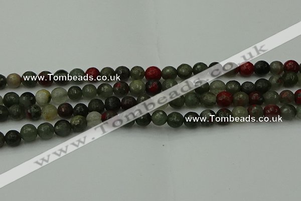 COJ462 15.5 inches 8mm faceted round blood jasper beads wholesale