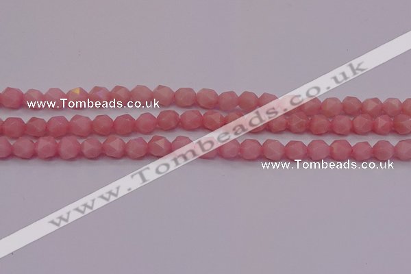 COP1222 15.5 inches 8mm faceted nuggets Chinese pink opal beads
