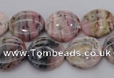 COP1261 15.5 inches 12mm flat round natural pink opal gemstone beads
