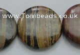 COP215 15.5 inches 30mm flat round natural brown opal gemstone beads