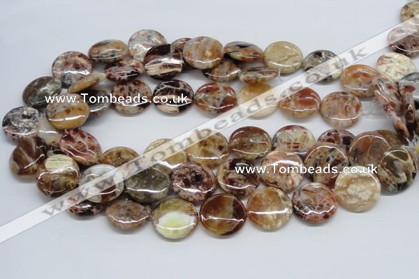 COP311 15.5 inches 20mm flat round brandy opal gemstone beads wholesale