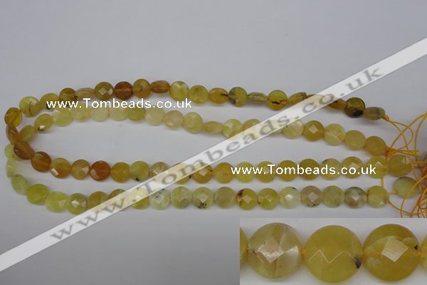 COP345 15.5 inches 10mm faceted coin yellow opal gemstone beads
