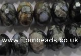 COP478 15.5 inches 13*18mm faceted rondelle natural grey opal beads