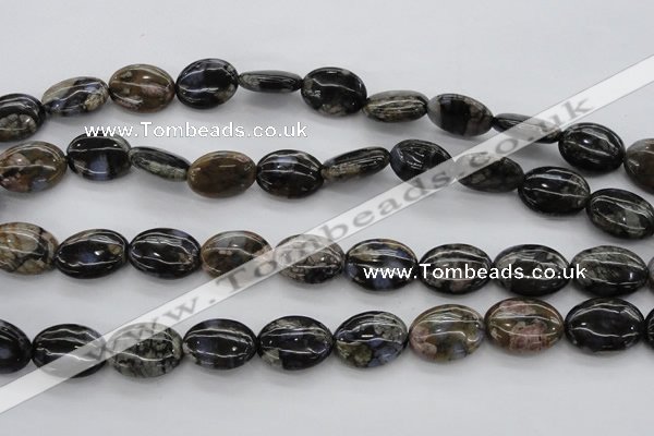 COP497 15.5 inches 12*16mm oval natural grey opal gemstone beads