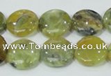 COP558 15.5 inches 18mm flat round natural yellow & green opal beads