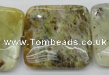 COP584 15.5 inches 40*40mm square natural yellow & green opal beads