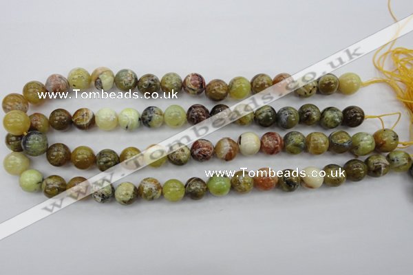 COP590 15.5 inches 12mm round natural yellow & green opal beads