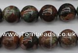 COP989 15.5 inches 14mm round green opal gemstone beads wholesale