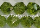 COQ120 15.5 inches 16mm faceted nuggets dyed olive quartz beads