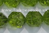 COQ121 15.5 inches 18mm faceted nuggets dyed olive quartz beads