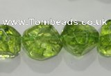COQ125 15.5 inches 18mm nuggets dyed olive quartz beads