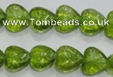 COQ30 15.5 inches 14*14mm heart dyed olive quartz beads wholesale
