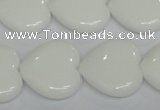 CPB106 15.5 inches 20*20mm heart white porcelain beads wholesale