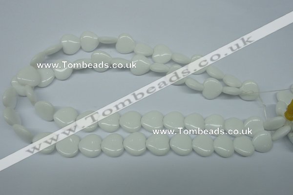CPB351 15 inches 14*14mm heart white porcelain beads wholesale