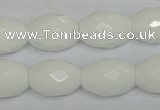 CPB48 15.5 inches 13*18mm faceted rice white porcelain beads