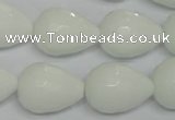 CPB54 15.5 inches 15*20mm faceted teardrop white porcelain beads