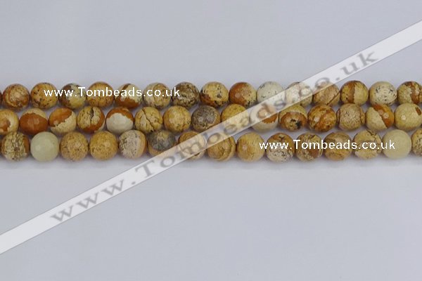CPJ558 15.5 inches 10mm faceted round picture jasper beads