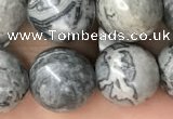 CPJ584 15.5 inches 12mm round grey picture jasper beads wholesale