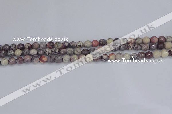 CPJ610 15.5 inches 4mm faceted round purple striped jasper beads