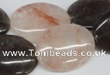 CPQ108 22*30mm oval natural pink crystal & smoky quartz beads