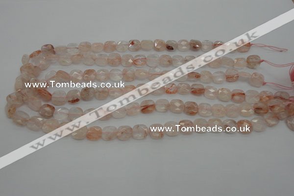 CPQ231 15.5 inches 10*10mm faceted square natural pink quartz beads