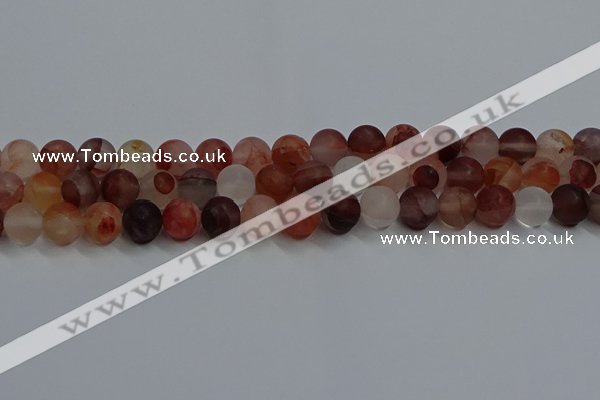 CPQ303 15.5 inches 10mm round matte pink quartz beads wholesale
