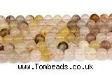 CPQ361 15.5 inches 6mm round pink & yellow quartz gemstone beads