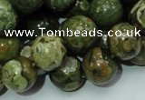 CPS06 15.5 inches 14mm round green peacock stone beads wholesale