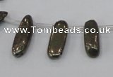 CPY396 Top drilled 5*15mm - 7*25mm sticks pyrite gemstone beads